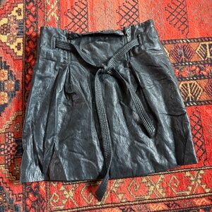Free People Black Vegan Leather Mini Skirt